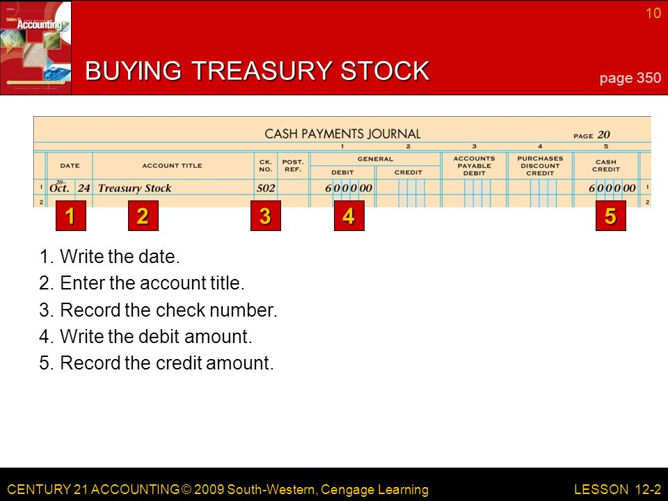 CENTURY 21 ACCOUNTING © 2009 South-Western, Cengage Learning 10 LESSON Enter the account title.