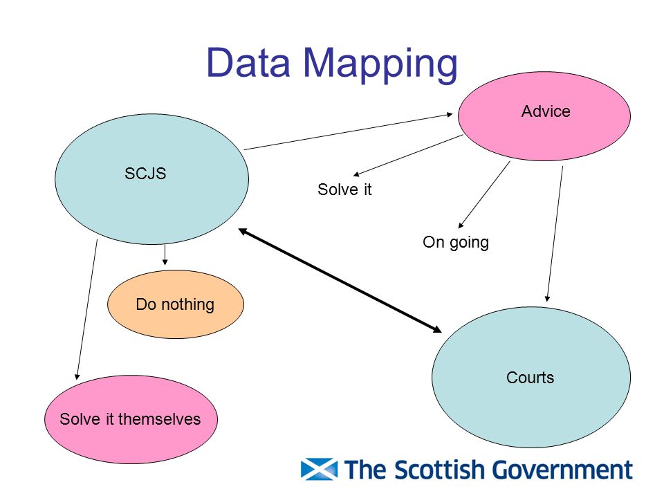 Data Mapping SCJS Courts Solve it themselves Advice Do nothing Solve it On going