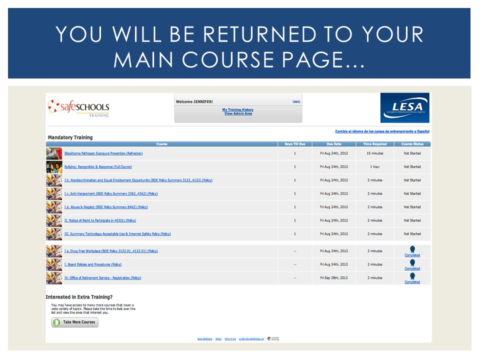 YOU WILL BE RETURNED TO YOUR MAIN COURSE PAGE…