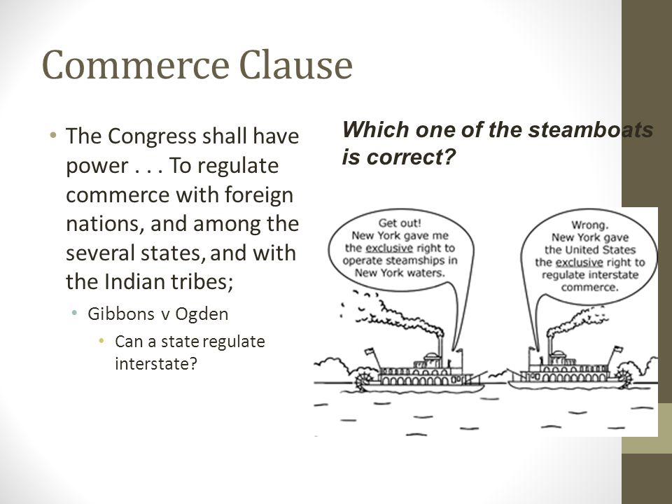 Commerce Clause The Congress shall have power...