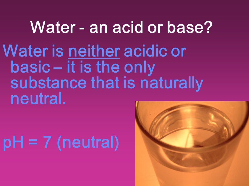 Water - an acid or base.