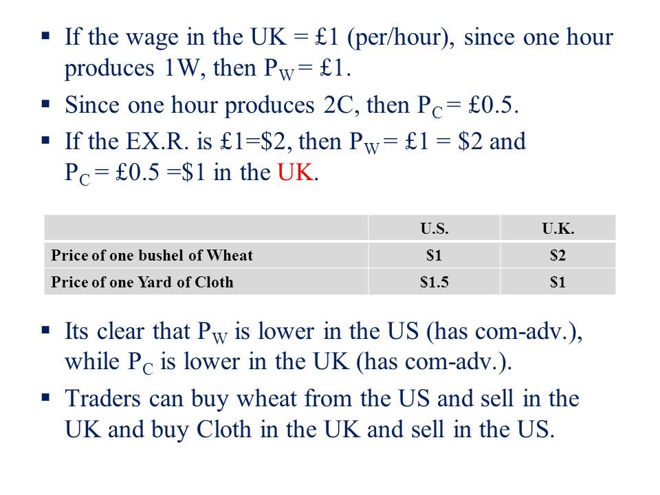  If the wage in the UK = £1 (per/hour), since one hour produces 1W, then P W = £1.