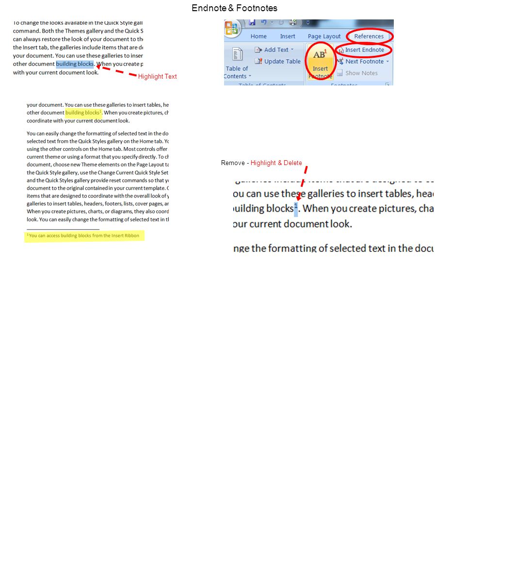 Endnote & Footnotes Highlight Text Remove - Highlight & Delete