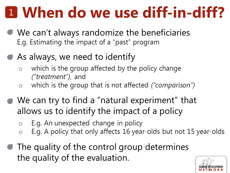 When do we use diff-in-diff. 1 We can’t always randomize the beneficiaries E.g.