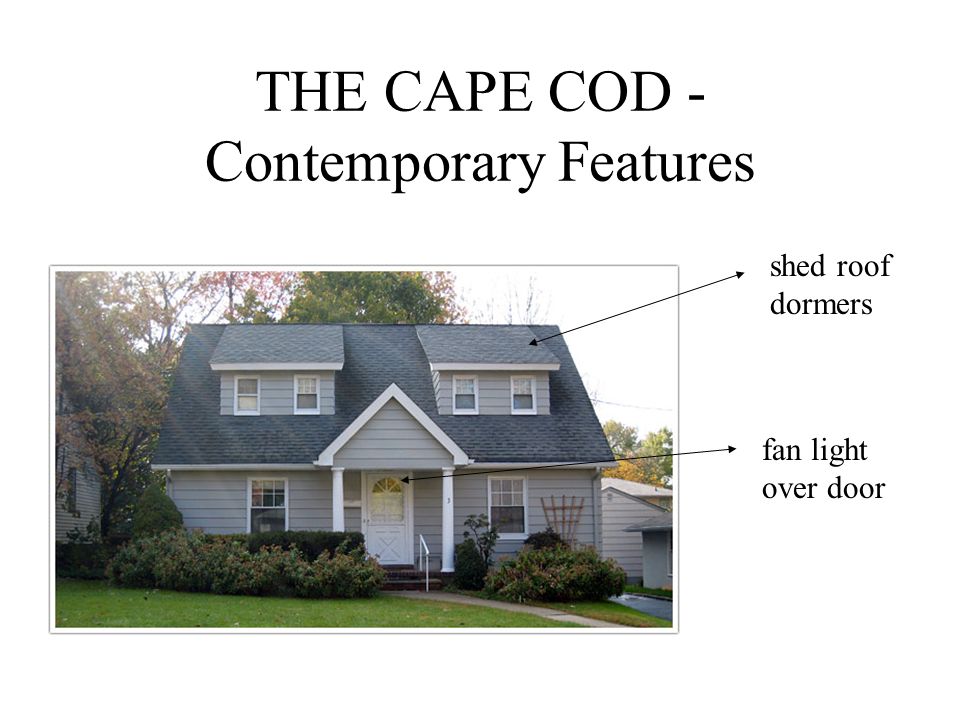THE CAPE COD - Contemporary Features shed roof dormers fan light over door.