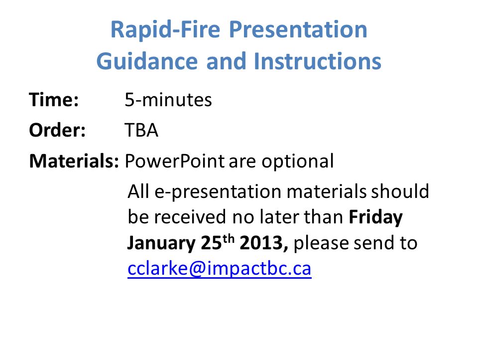 rapid fire presentation guidance and instructions time 5 minutes how many powerpoint slides for a 5 minute presentation