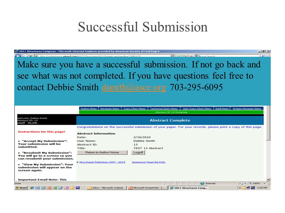 Successful Submission Make sure you have a successful submission.