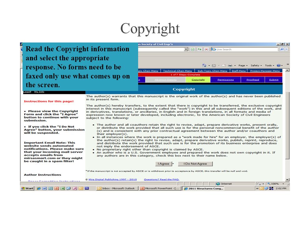 Copyright Read the Copyright information and select the appropriate response.