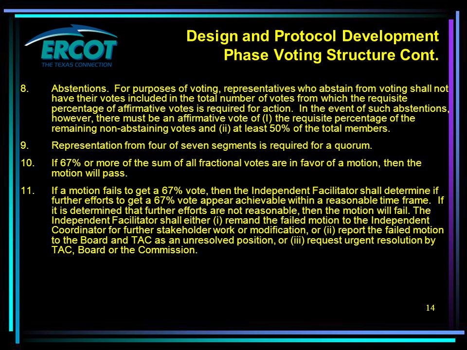 14 Design and Protocol Development Phase Voting Structure Cont.