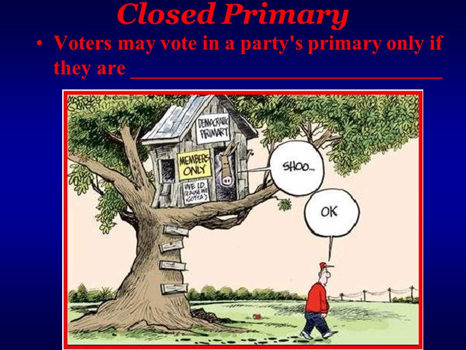 Closed Primary Voters may vote in a party s primary only if they are ______________________________