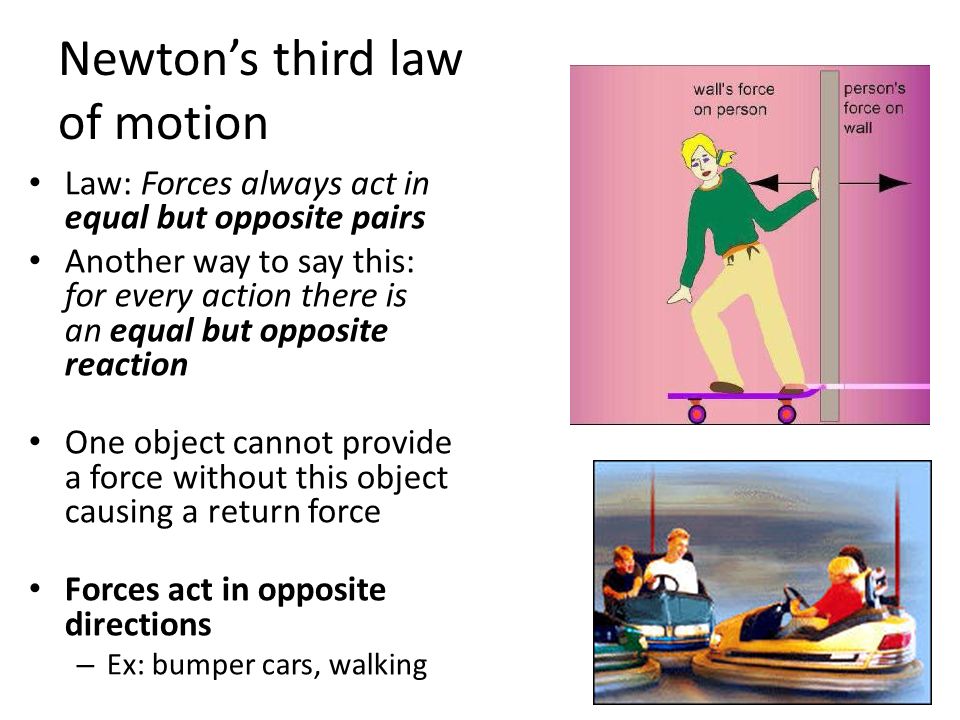 Newton's Third Law of Motion - Examples of Action Reaction Pair