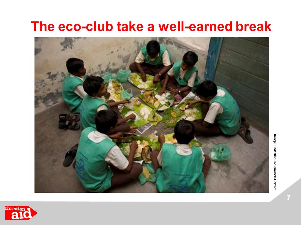 7 The eco-club take a well-earned break Image: Christian Aid/Amanda Farrant