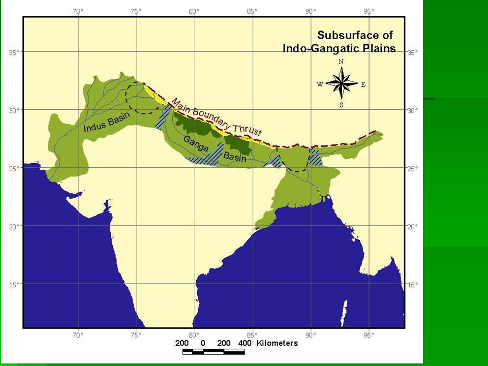 Индо гангская низменность на контурной карте