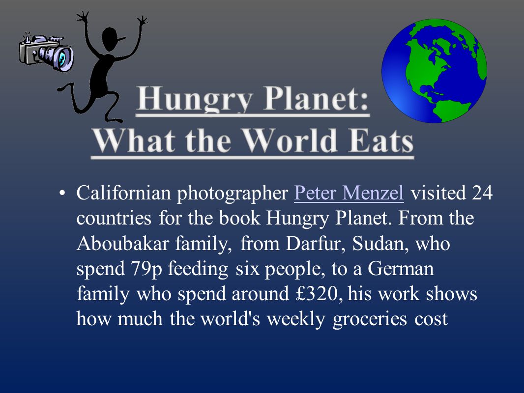 Weekly diet of families in different countries Weekly diet of families in different countries