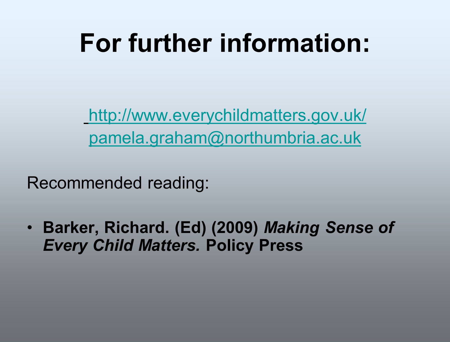 every child matters policy
