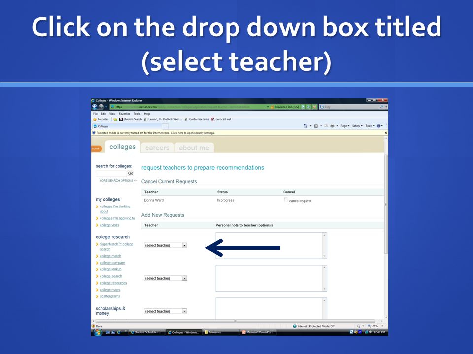 Click on the drop down box titled (select teacher)