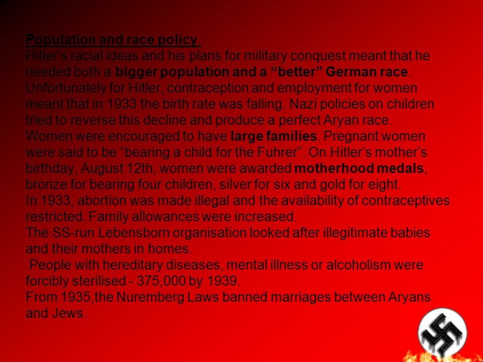 Population and race policy.