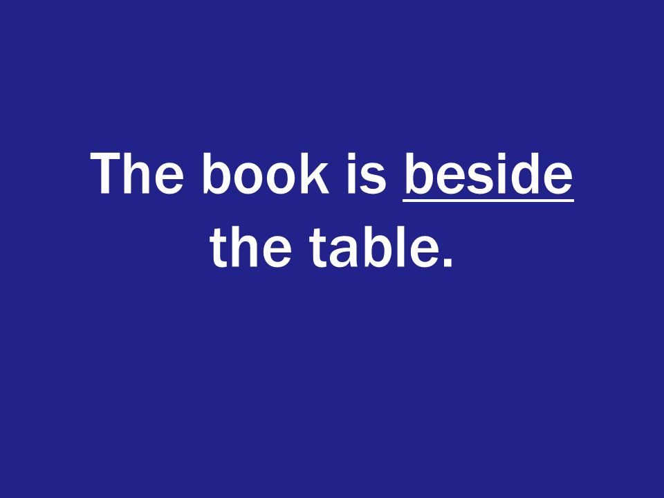 The book is beside the table.