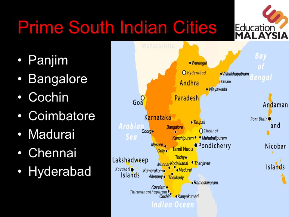 Prime South Indian Cities Panjim Bangalore Cochin Coimbatore Madurai Chennai Hyderabad