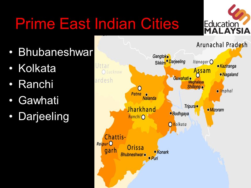 Prime East Indian Cities Bhubaneshwar Kolkata Ranchi Gawhati Darjeeling