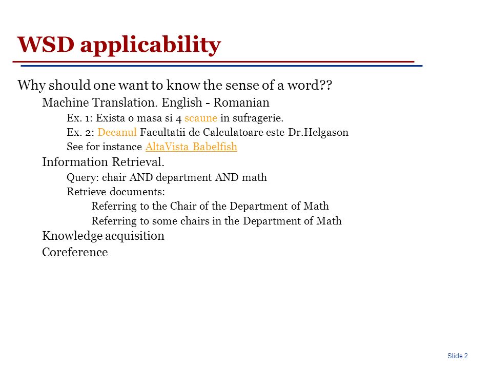 Word Sense Disambiguation Reading Chap 16 17 Jurafsky Martin