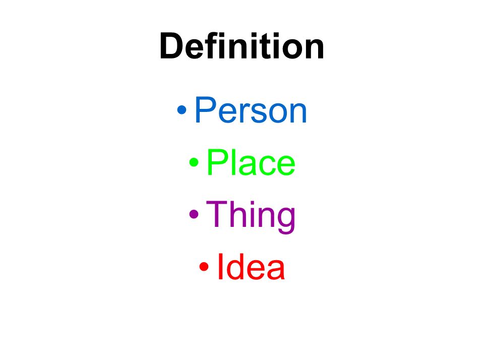 Definition Person Place Thing Idea