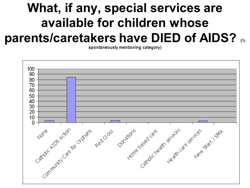 What, if any, special services are available for children whose parents/caretakers have DIED of AIDS.