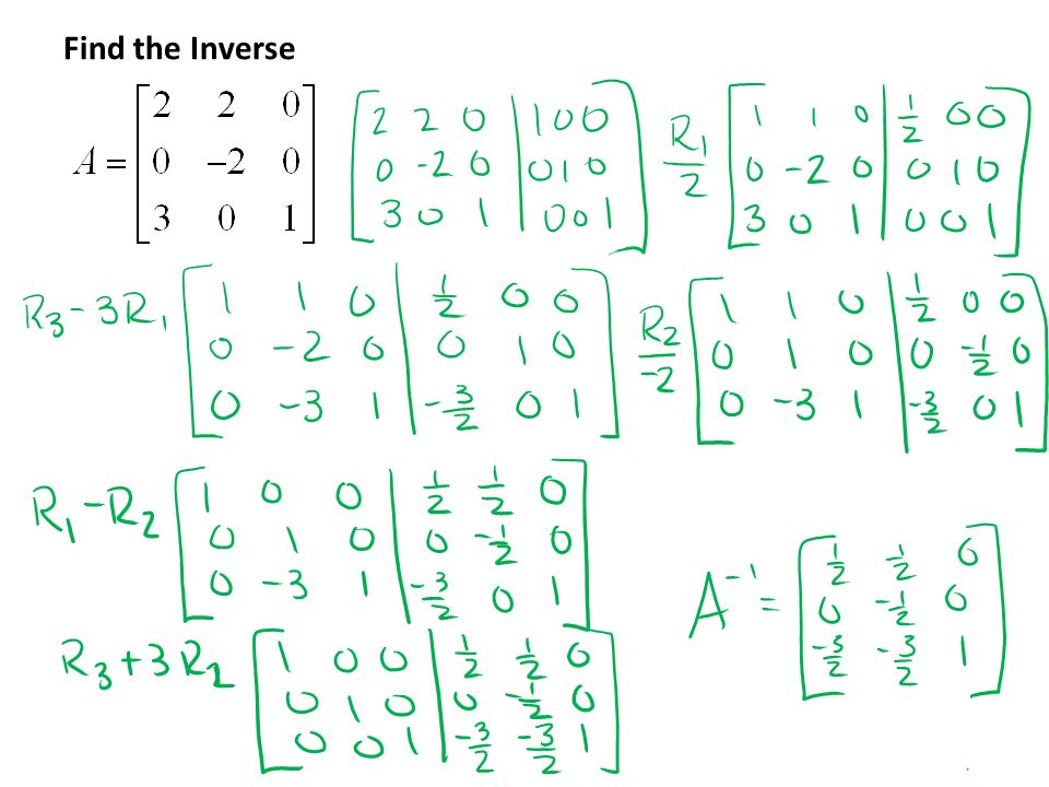 2.5 The Gauss-Jordan Method for Calculating Inverses Finding Inverses When  the matrix is a 2 x 2, the inverse is easy to find using the determinant.  What. - ppt download
