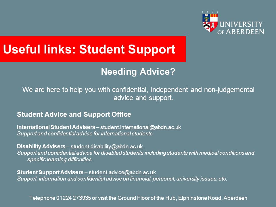 Useful links: Student Support Needing Advice.
