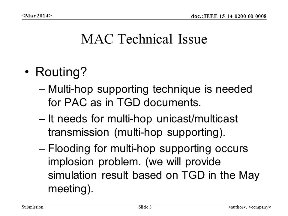 doc.: IEEE Submission MAC Technical Issue Routing.