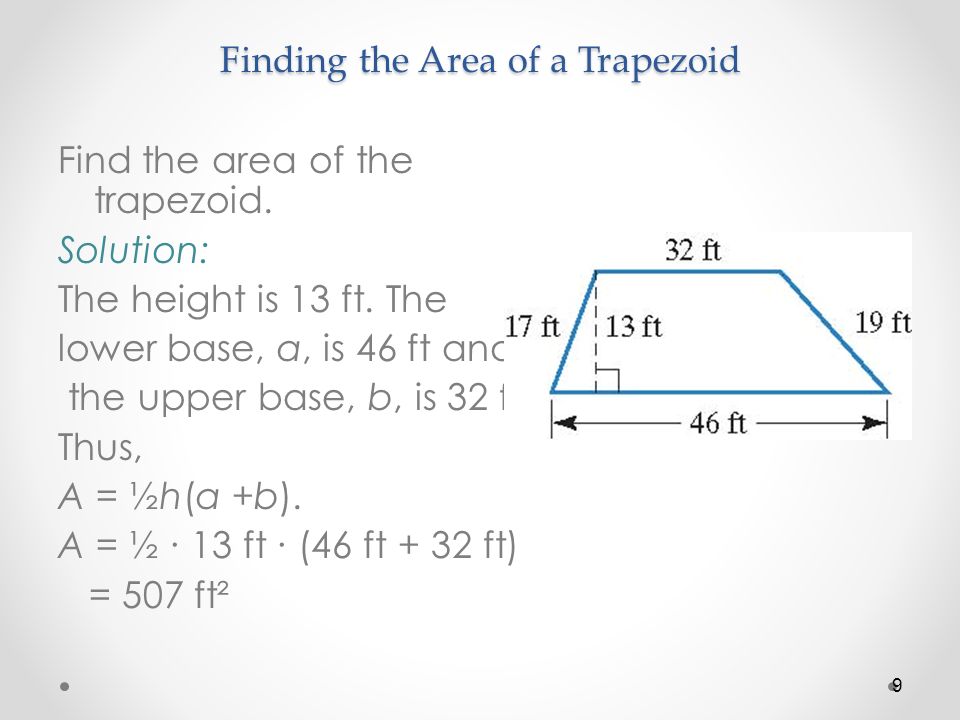 Finding the Area of a Trapezoid Find the area of the trapezoid.