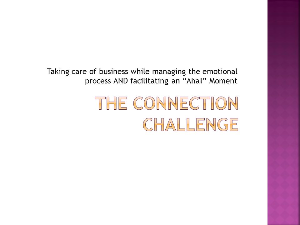 Taking care of business while managing the emotional process AND facilitating an Aha! Moment