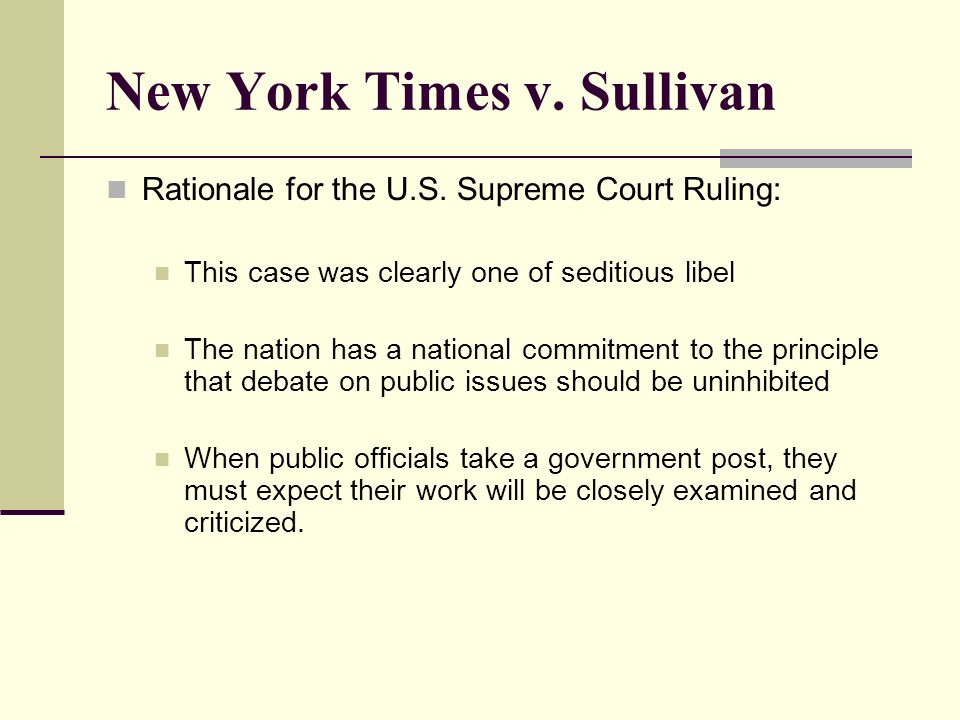new york times v sullivan the case advertising space was purchased new york times v sullivan