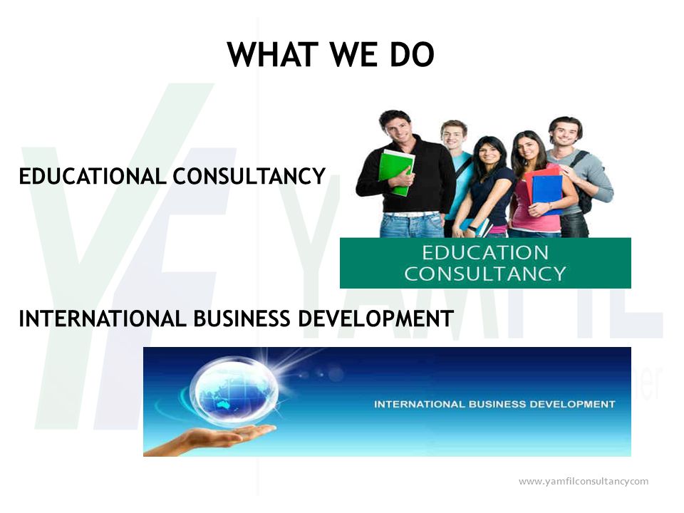 WHAT WE DO EDUCATIONAL CONSULTANCY INTERNATIONAL BUSINESS DEVELOPMENT