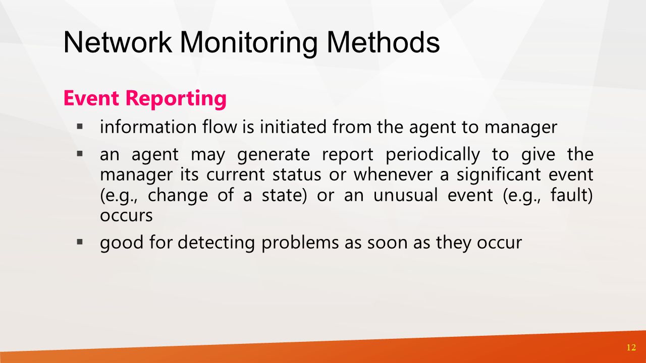 NETWORK MONITORING. Table of Contents Introduction Monitored Types of  Information Network Monitoring Configurations Network Monitoring Methods  Performance. - ppt download