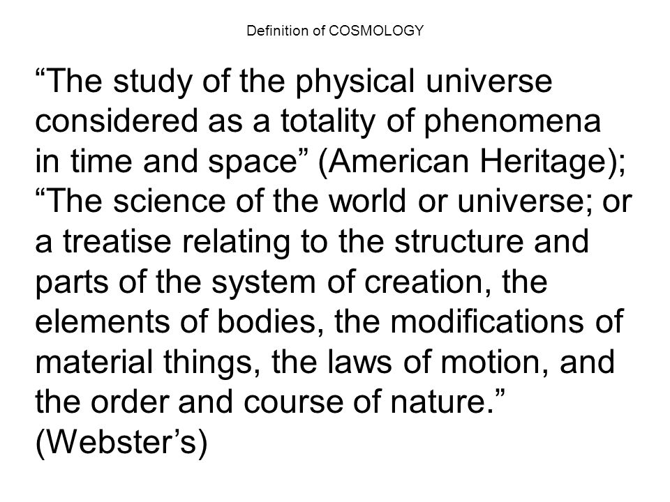 cosmogony definition