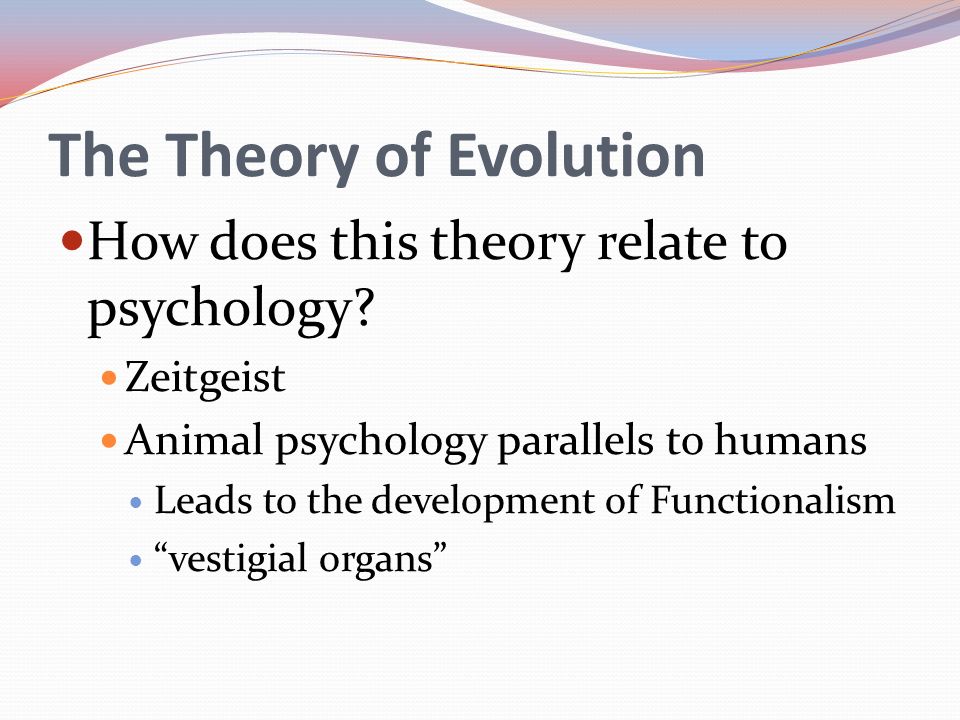 The Theory of Evolution How does this theory relate to psychology.