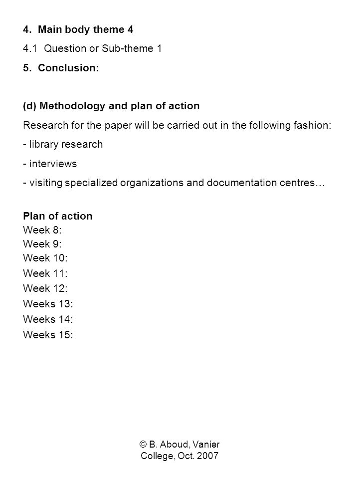 b aboud vanier college oct title paper proposal by student title paper