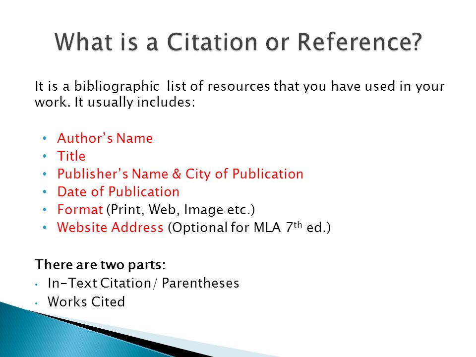 It is a bibliographic list of resources that you have used in your work.