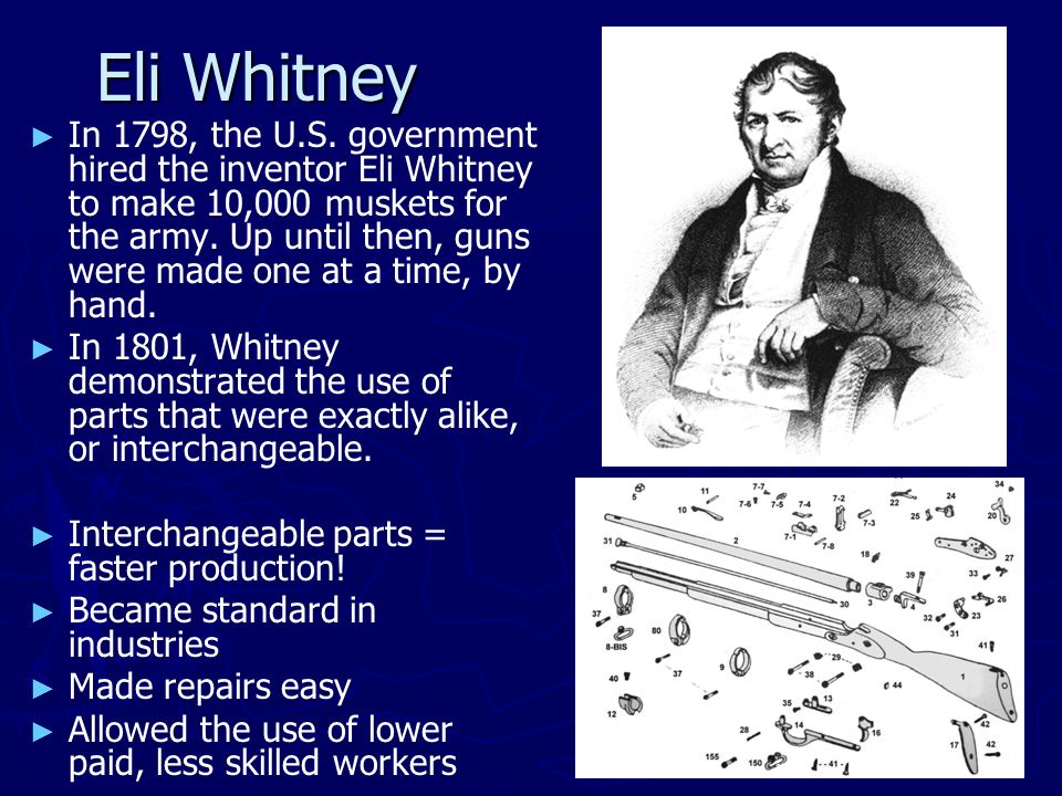 Eli Whitney ► ► In 1798, the U.S.