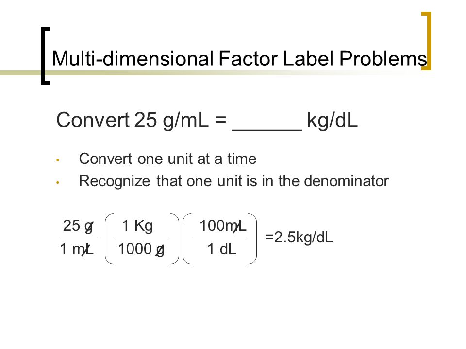 Chapter 3 Problem Solving in Chemistry. 3 Methods of Solving Problems G M K  h da b d c m m  p Factor Labeling Formula. - ppt download
