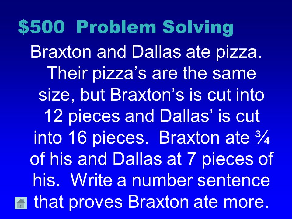 $400Problem Solving Write a story problem that uses subtraction of a fraction and another fraction.