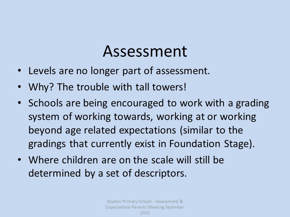 Assessment Levels are no longer part of assessment.