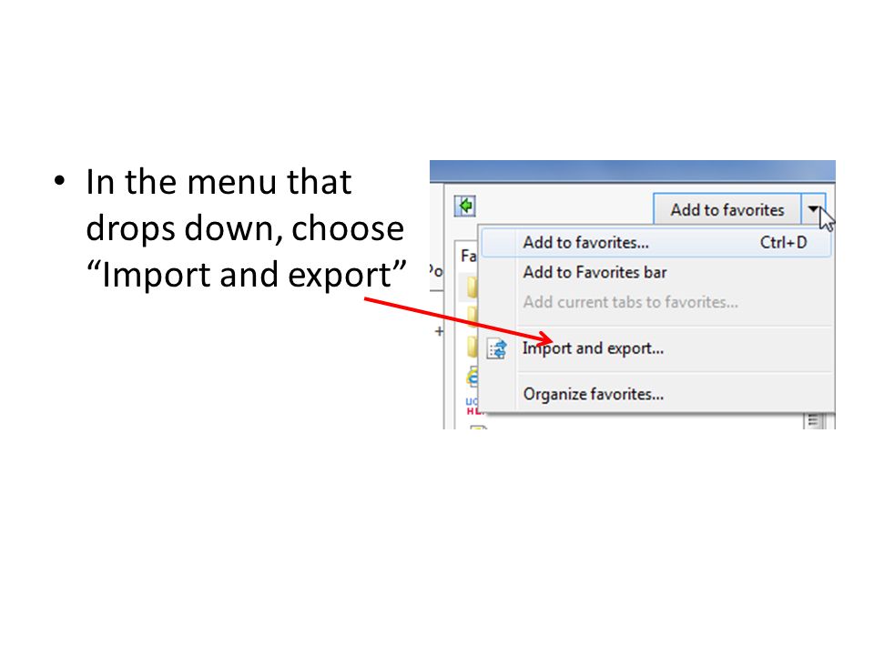 In the menu that drops down, choose Import and export