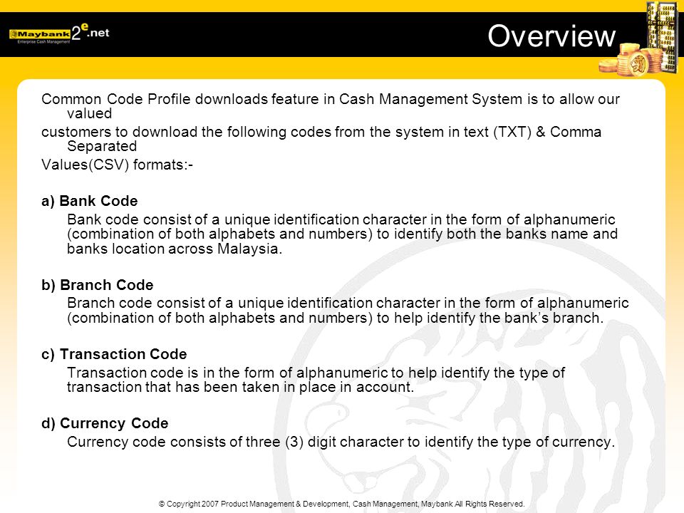 Branch code maybank Malayan Banking