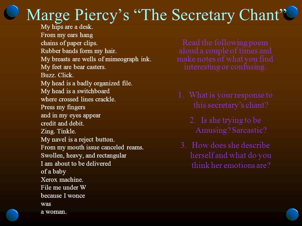 the secretary chant poem analysis