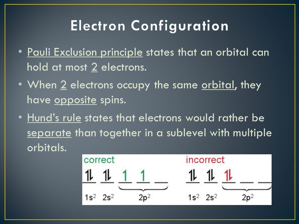 Pauli Exclusion principle states that an orbital can hold at most 2 electrons.