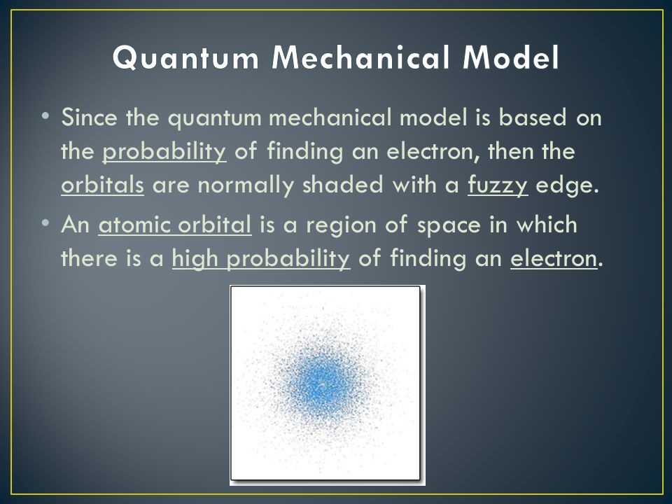 Since the quantum mechanical model is based on the probability of finding an electron, then the orbitals are normally shaded with a fuzzy edge.