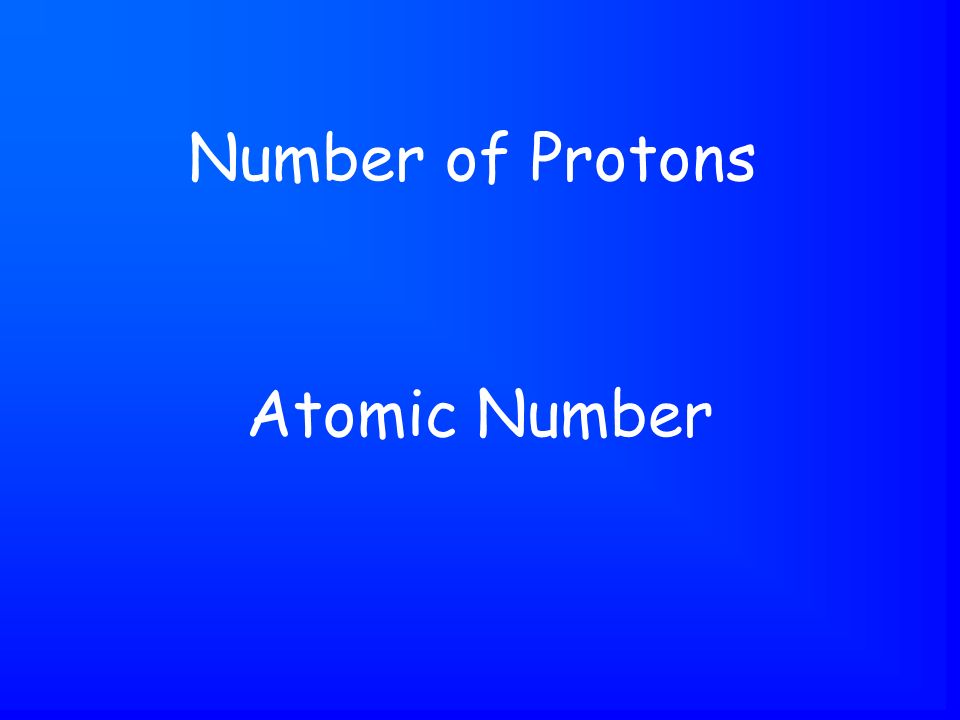 Atomic Number Number of Protons