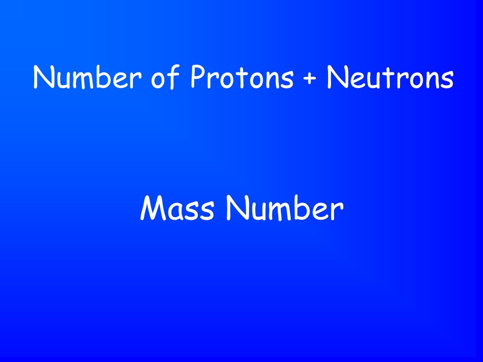 Mass Number Number of Protons + Neutrons